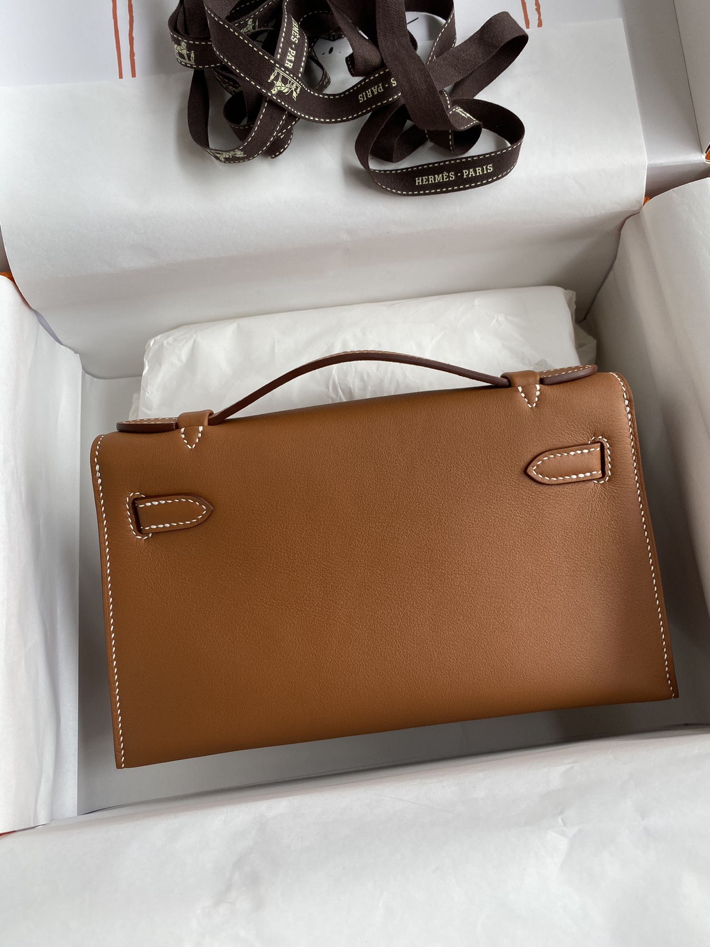 Hermes Mini Kelly Pochette 22cm Bag In Brown Swift Leather